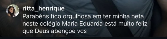Mensagem de uma família do Colégio CPPEM