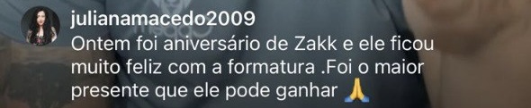 Mensagem de uma família do Colégio CPPEM