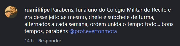 Mensagem de uma família do Colégio CPPEM