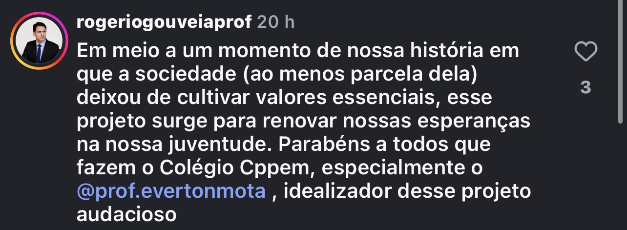Mensagem de uma família do Colégio CPPEM