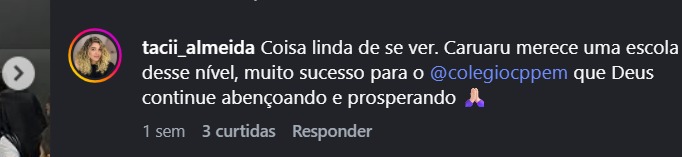 Mensagem de uma família do Colégio CPPEM