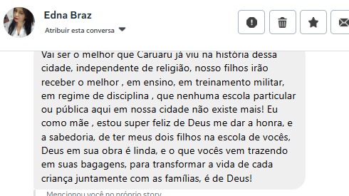 Mensagem de uma família do Colégio CPPEM